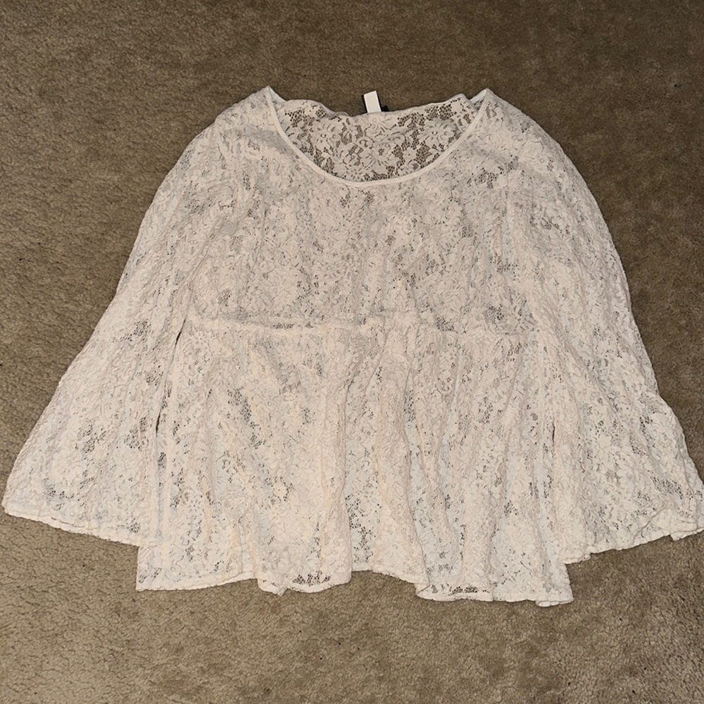 Torrid White Lace Bell Sleeve Top